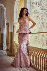 Rose Petal Peplum Gown