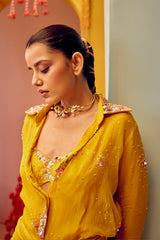 Shirt-Style Top with Pleated Skirt