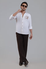 All In — The Casino Embroidered White Shirt