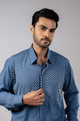 Steel Blue Crystal Rain Shirt
