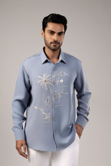 Coastal Reverie Front-Embroidered Shirt
