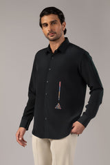 Eight Ball — Billiard Embroidered Black Shirt for Men