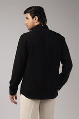 Black Volleyball Match Multicolour Embroidered Shirt