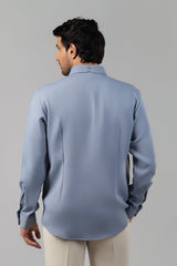 Slate Blue Rajasthani Horseman Folk Art Embroidered Shirt