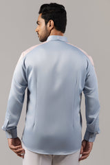 Sky Blue Blush Colourblock Hot Air Balloon Embroidered Shirt
