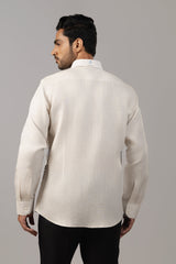 The Grid City Shirt — Cream Urban Embroidered