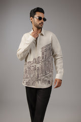 The Ruins Shirt — Ivory Architectural Print