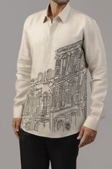 The Ruins Shirt — Ivory Architectural Print