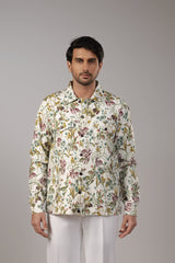 Wild Meadow Botanical Print Sacket with Gunmetal Snap Buttons