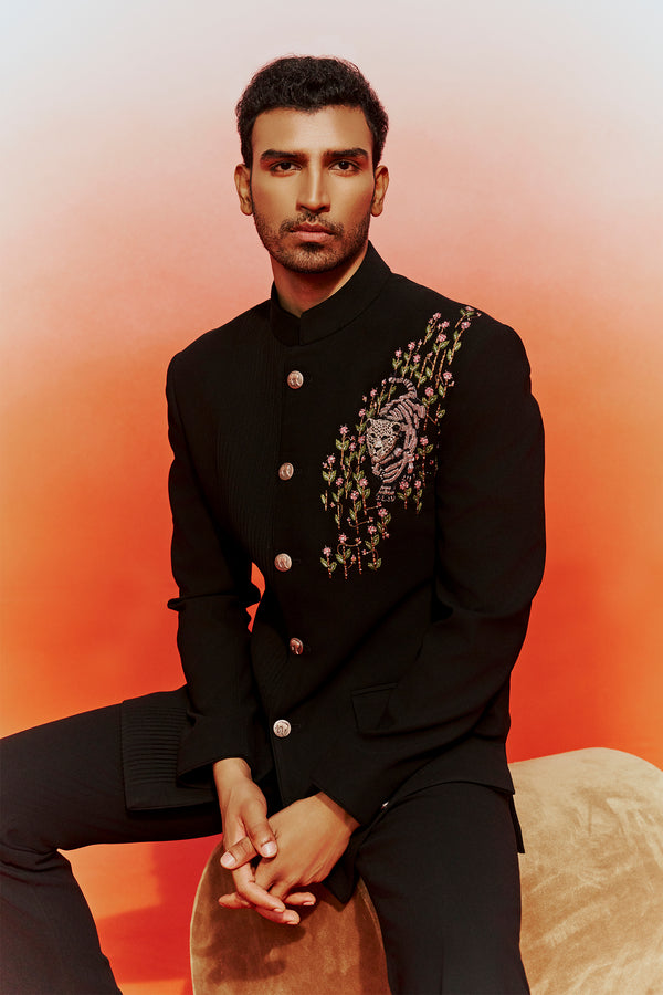 Obsidian Blossom Bandhgala