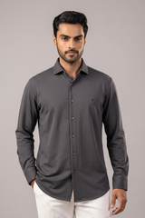 Charcoal Grey Tonal Monogram Logo Shirt