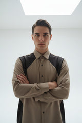 Shadow Block Dual-Tone Structured Shirt
