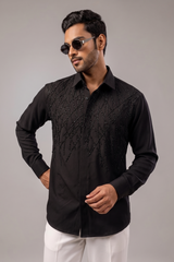 Noir Diamond Lattice Embellished Shirt