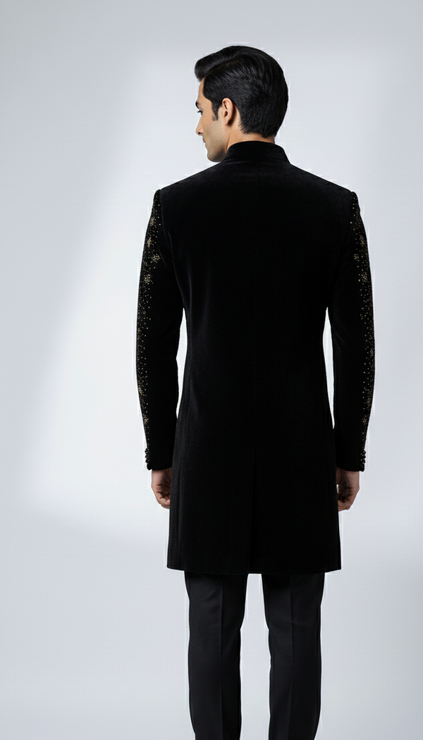 The Starlit Sovereign - Embellished Velvet Indo Western