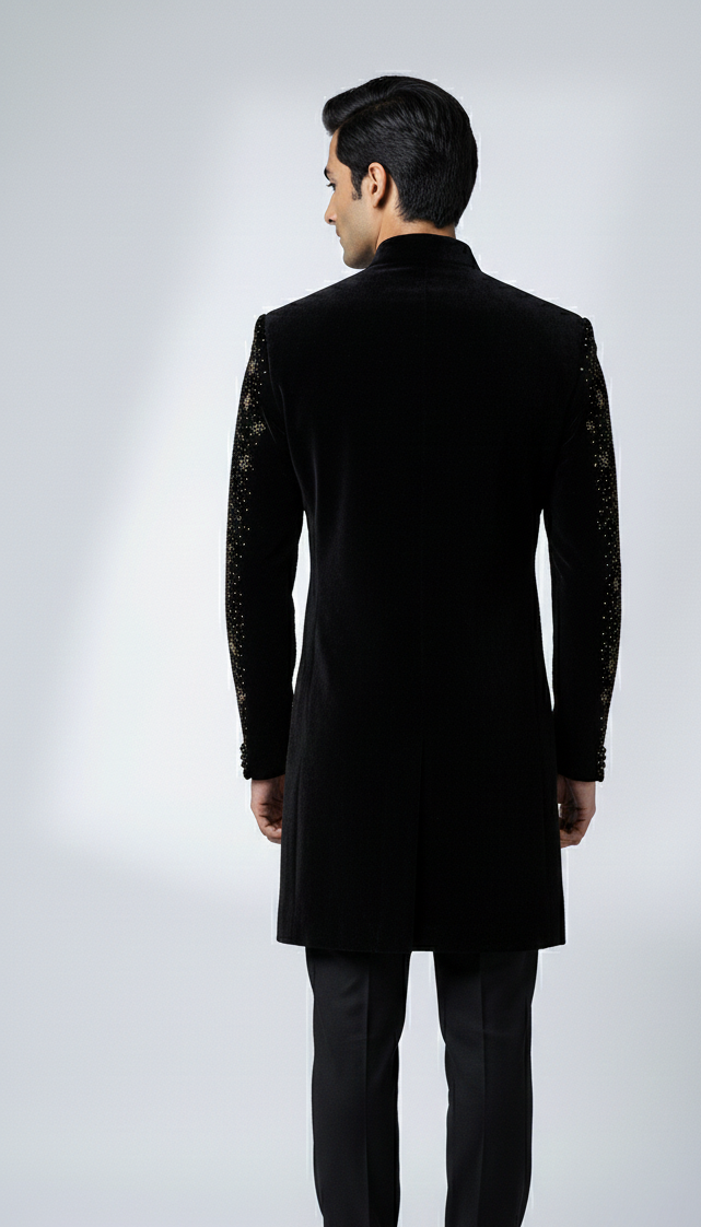 The Starlit Sovereign - Embellished Velvet Indo Western