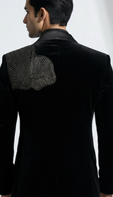The Noir Luminary - Black Velvet Tuxedo Suit