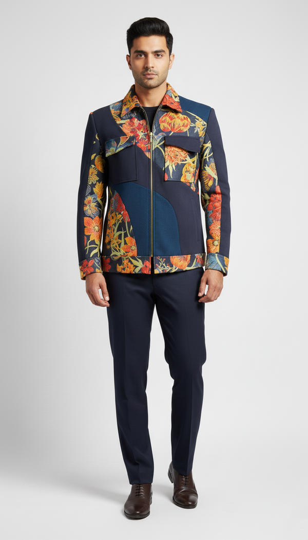 The Autumn Reverie - Contemporary Floral Bomber Jacket