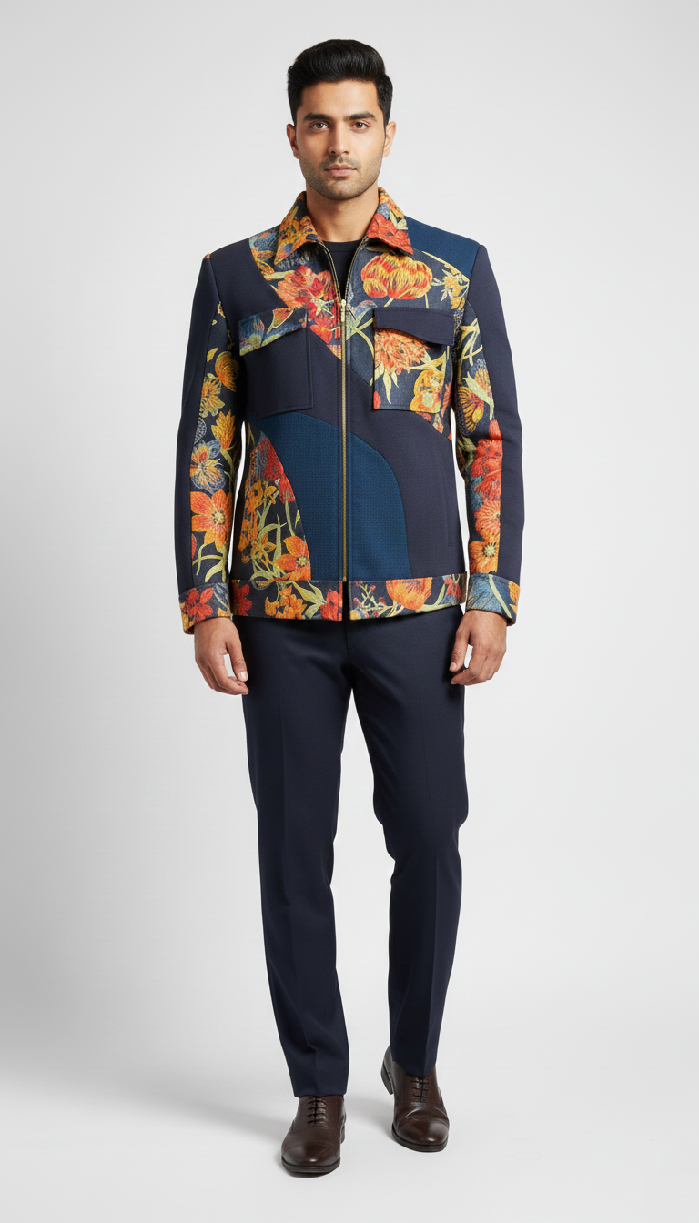 The Autumn Reverie - Contemporary Floral Bomber Jacket