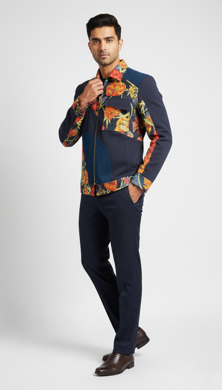 The Autumn Reverie - Contemporary Floral Bomber Jacket
