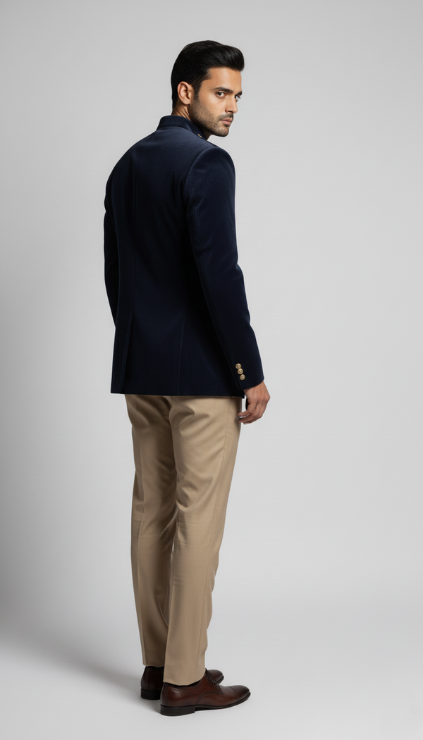 The Oasis Sovereign - Navy Blue Jodhpuri Suit