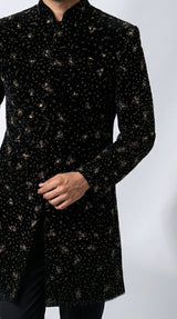 The Starlit Sovereign - Embellished Velvet Indo Western