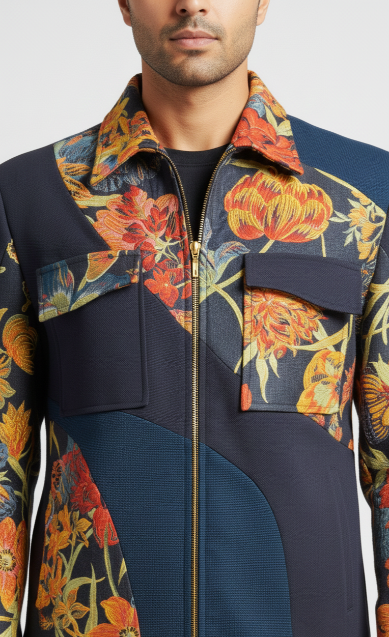 The Autumn Reverie - Contemporary Floral Bomber Jacket