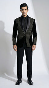 The Noir Luminary - Black Velvet Tuxedo Suit