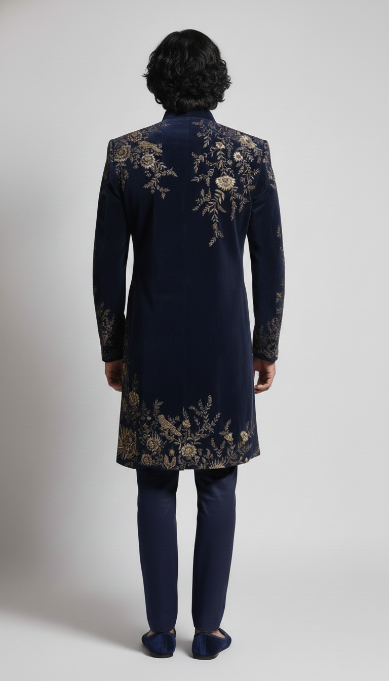 The Imperial Navy Blue Embroidered Set