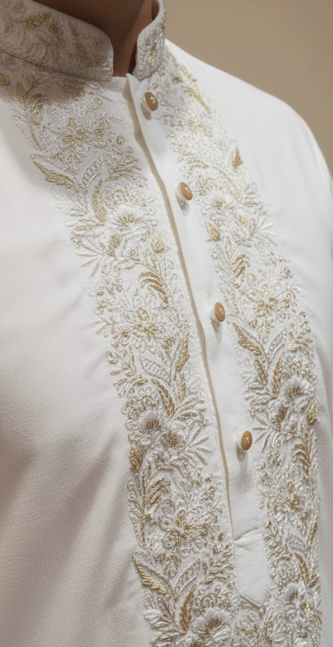 Ethereal White Embroidered Kurta Set