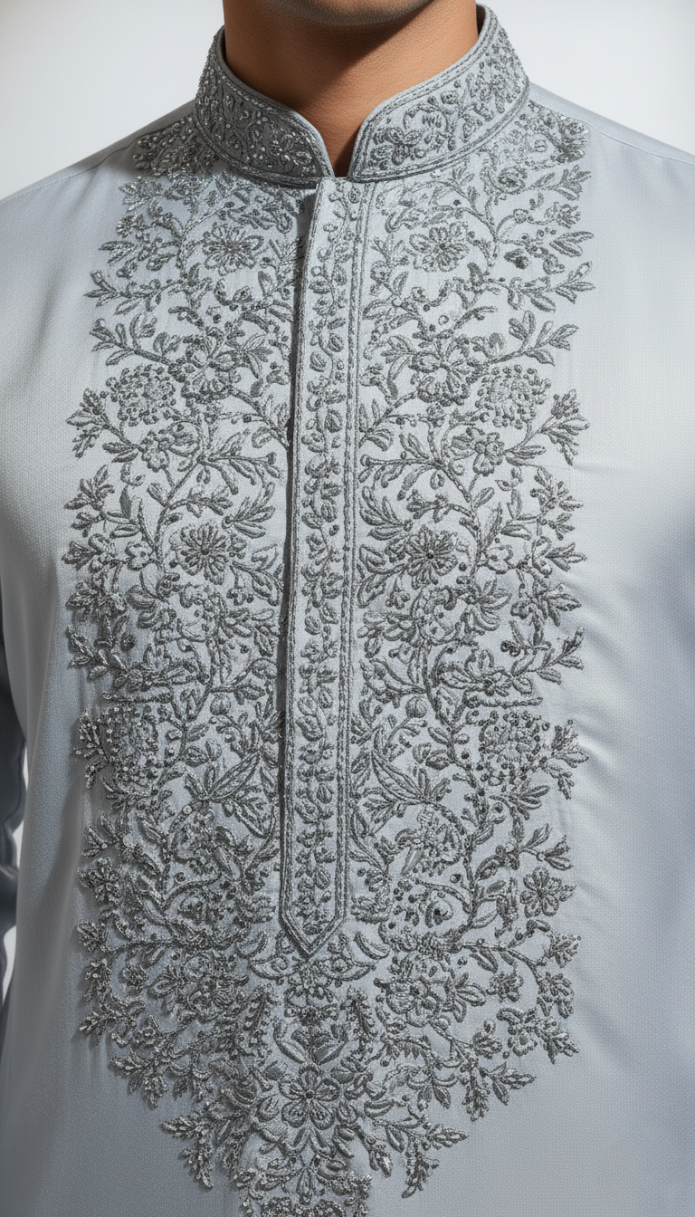 Monochromatic Embroidered Kurta Set