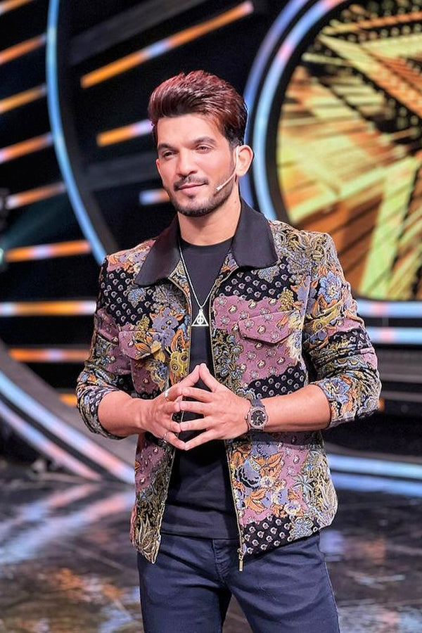 Arjun Bijlani in Multicolored mixed print bomber jacket