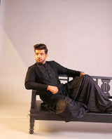 Karan kundra in black crochet kurta