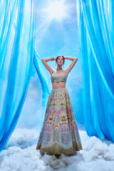 Ivory Gold Celestial Garden Lehenga - full length front look