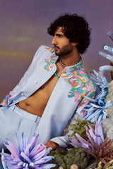 Placement embroidered Indo western set