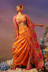 Samundar Drape Skirt with  Cape