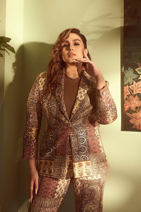 Huma Qureshi in Patchwork powersuit