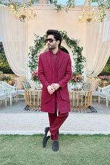 RAHUL SHARMA IN MAROON INDO WESTERN WITH LAPEL