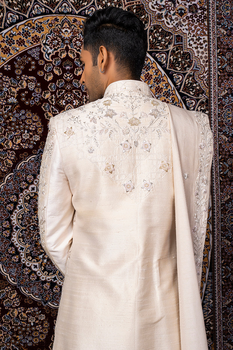 Geometric with Floral Work Sherwani Set