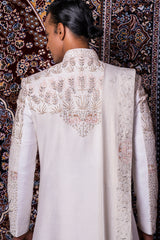 Rajwadi Handwork Ivory Sherwani Set