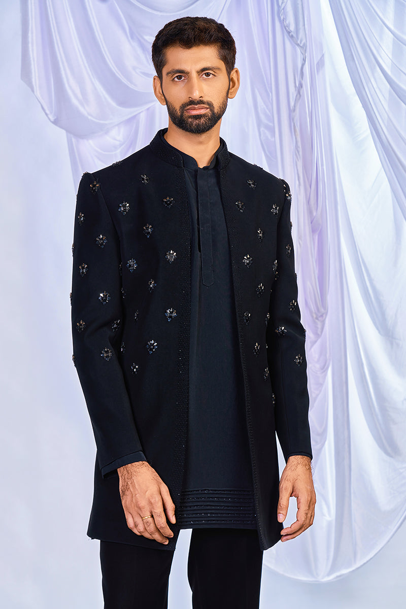 Classic Front Open Indowestern Set