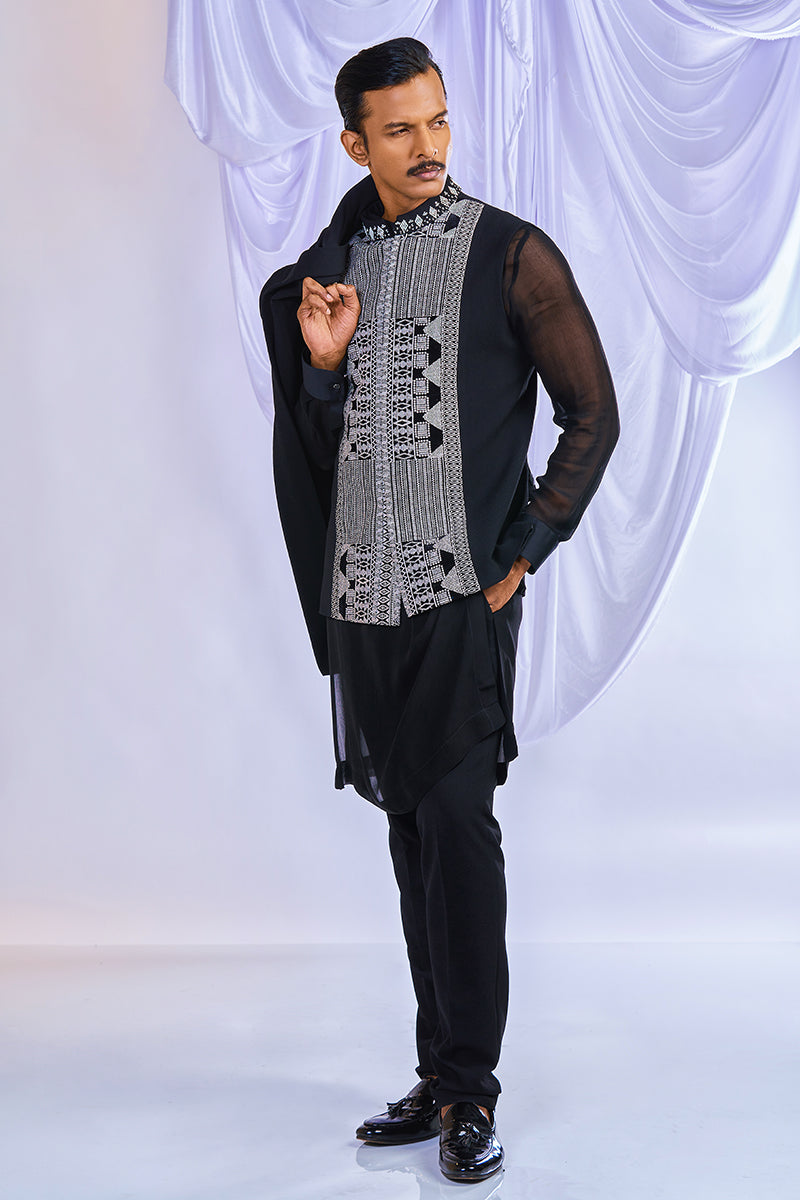 Draped Lapel  Indowestern Set