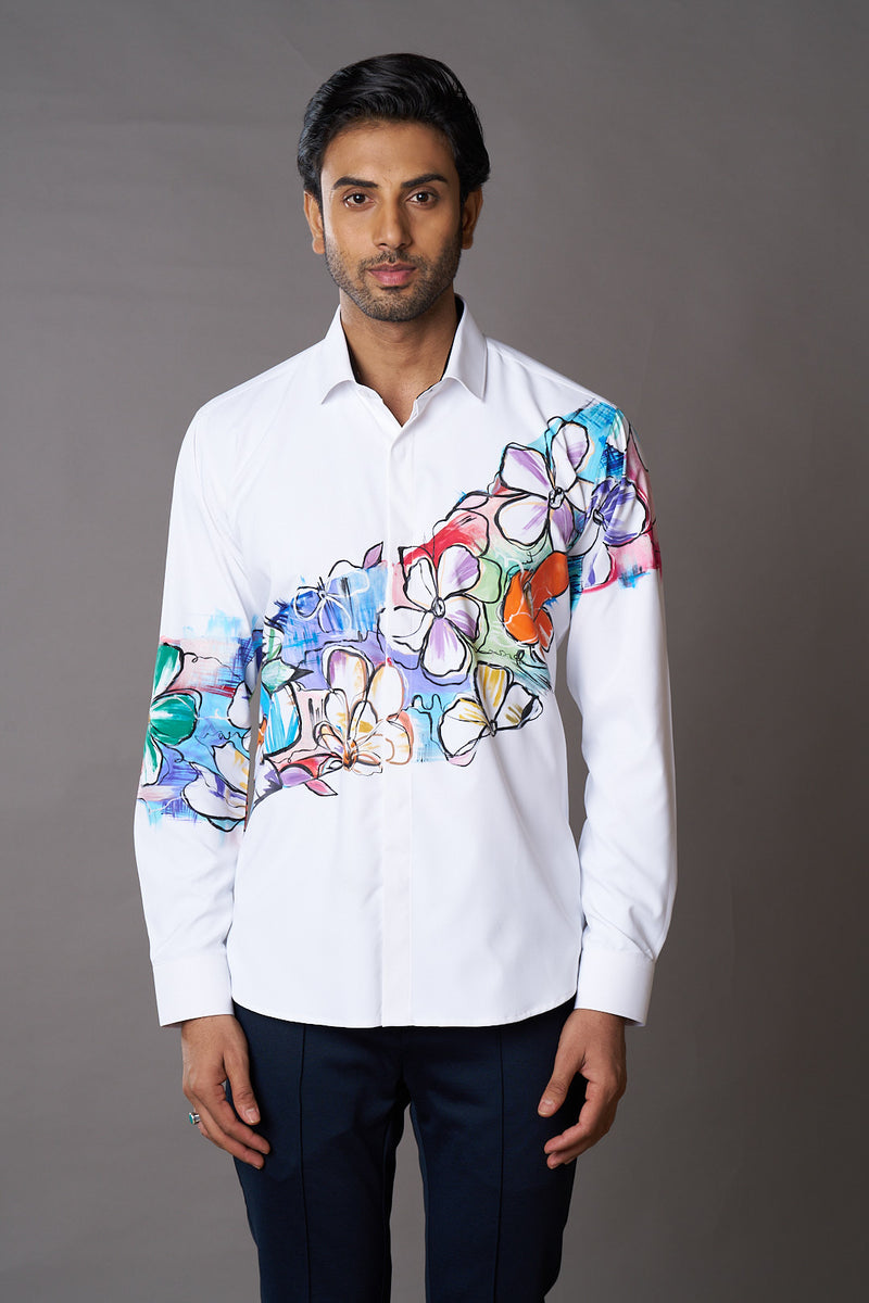 Floral Hand-painted shirt