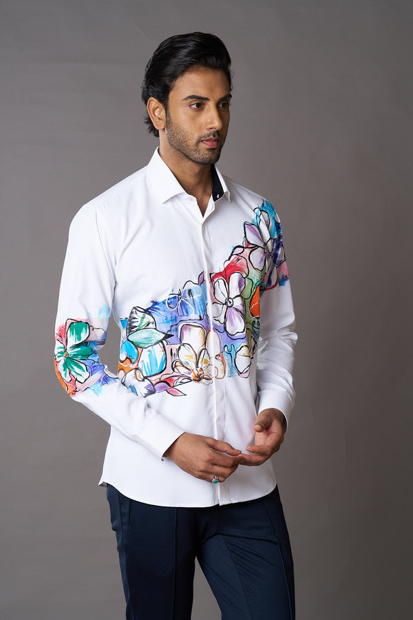 Floral Hand-painted shirt