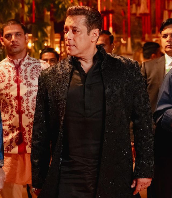 Salman Khan in Black Jakad Indowestern Set