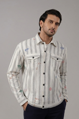 Off-White Stripe Doodle Scatter Embroidered Sacket