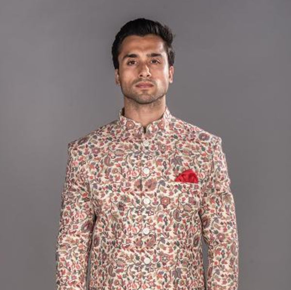 Pashmina Self Woven Fabric Sherwani