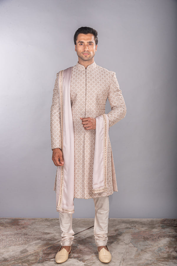 Light Mov Silk Sherwani