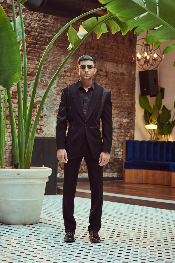 Classy Embroidered Black Suit
