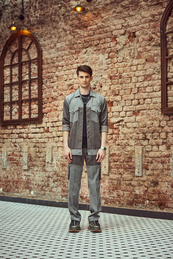 Two-coloured Shirt Pant Set