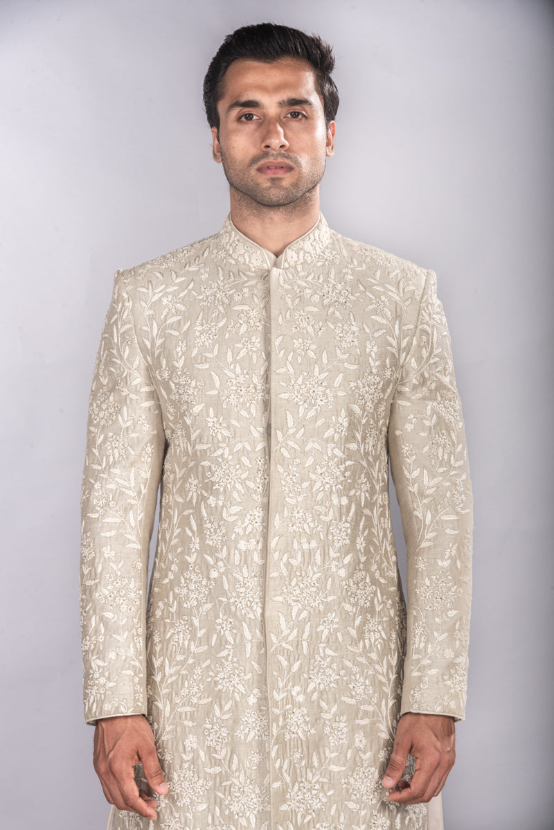 Sage Green Silk Sherwani